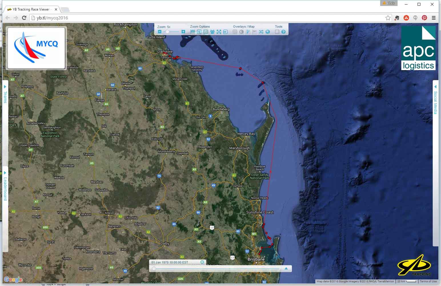 2016 MYCQ Brisbane to Gladstone Tracker